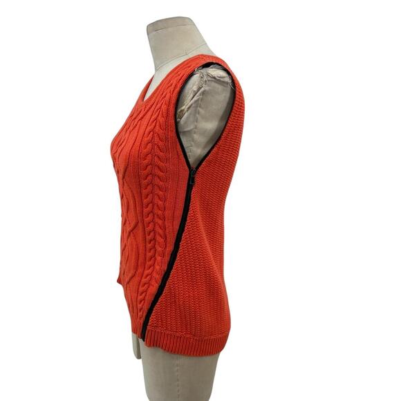 Sachin & Babi Orange Cable Knit Side Zip Sweater Vest Sleeveless Size‎ Small - Picture 5 of 11